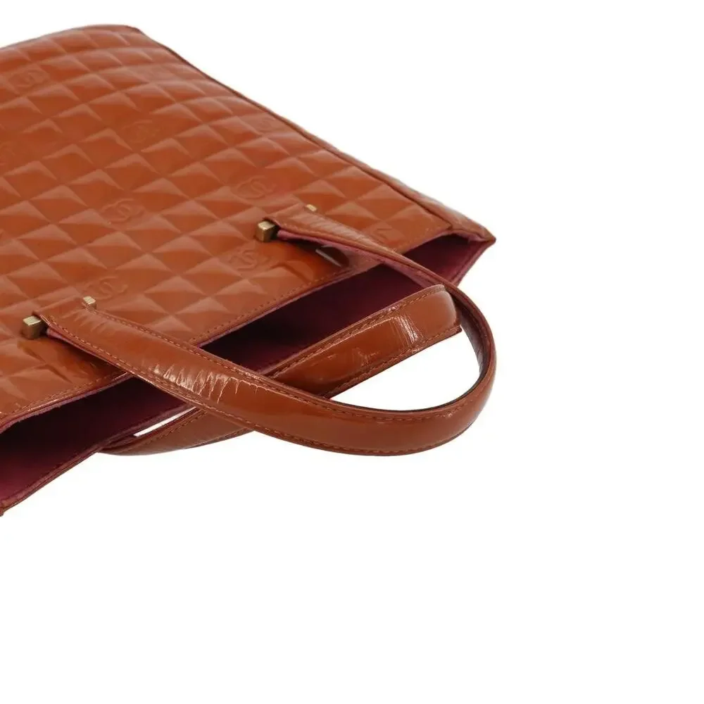 Chanel Patent Leather Choco Bar Handbag Orange